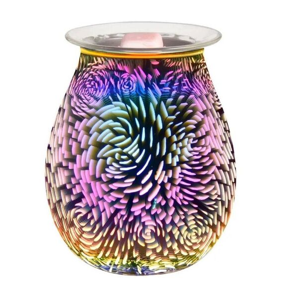 Elegant 3D Glass Wax Melter Warmer with Colorful Abstract Design for Home Decor - Picture 1 of 2